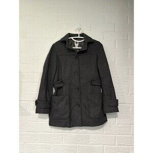 Gap Women’s Wool Blend Gray Pea Coat Size XS Button Front 2 Pockets